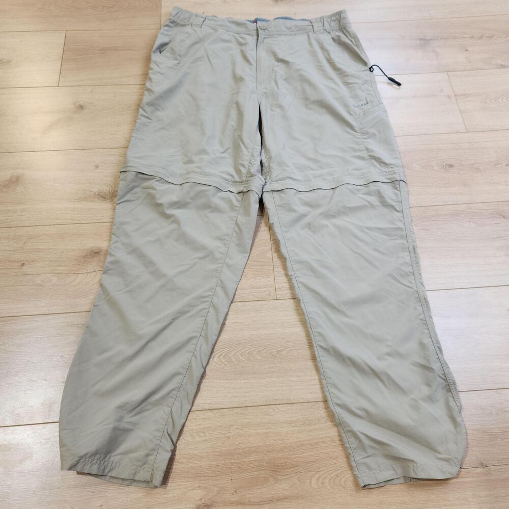 Simms Pants Guide Series Mens XL Beige Nylon Convertible Fly Fishing Zip Pockets